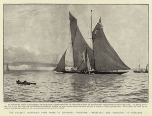 The Channel Yacht-race from Dover to Boulogne, Valkyrie, Vendetta, and Britannia in Collision by Charles J. Staniland